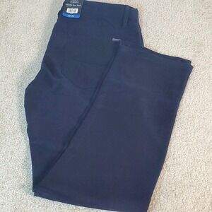 JACHS New York Men's Pants Size 36X32 Navy Blue Straight Fit Flex Waist NWTGS
